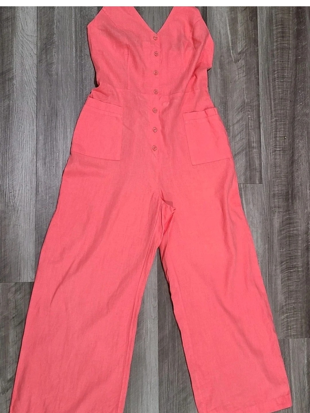 Lascana Button Down Halterneck Jumpsuit Women's Size 8 Coral Pink